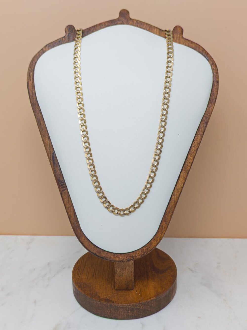 10K Italian Two-Tone Diamond Cut Curb Chain Necklace 20” 8.98g
